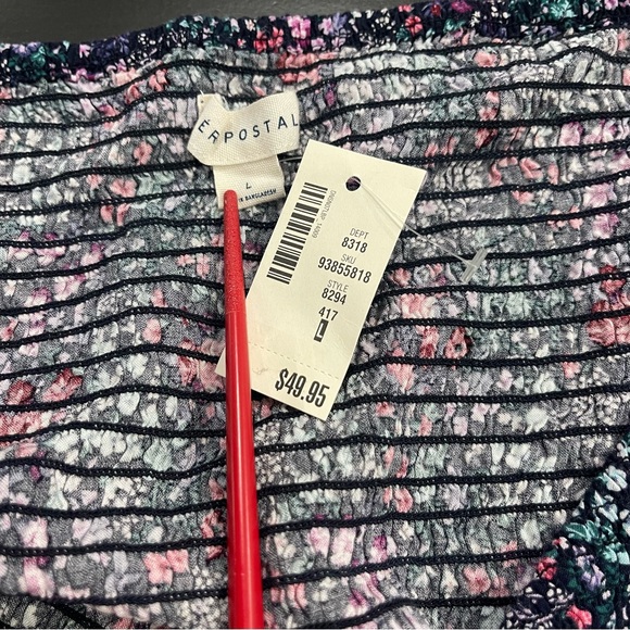 NWT Aeropostale Ditsy Floral Ruched Balloon Sleeve Crop Top Sz Large - Picture 5 of 6